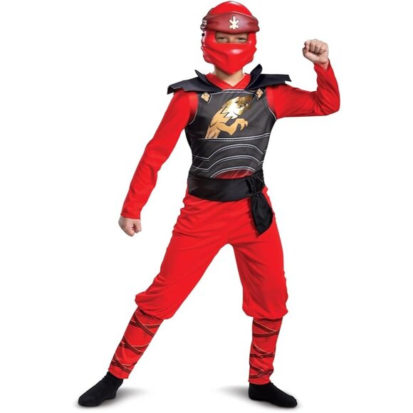 Lego Ninjago Kai Legacy Classic Costume 10-12 Jumpsuit Mask Red Ninja Disguise - Picture 2 of 12